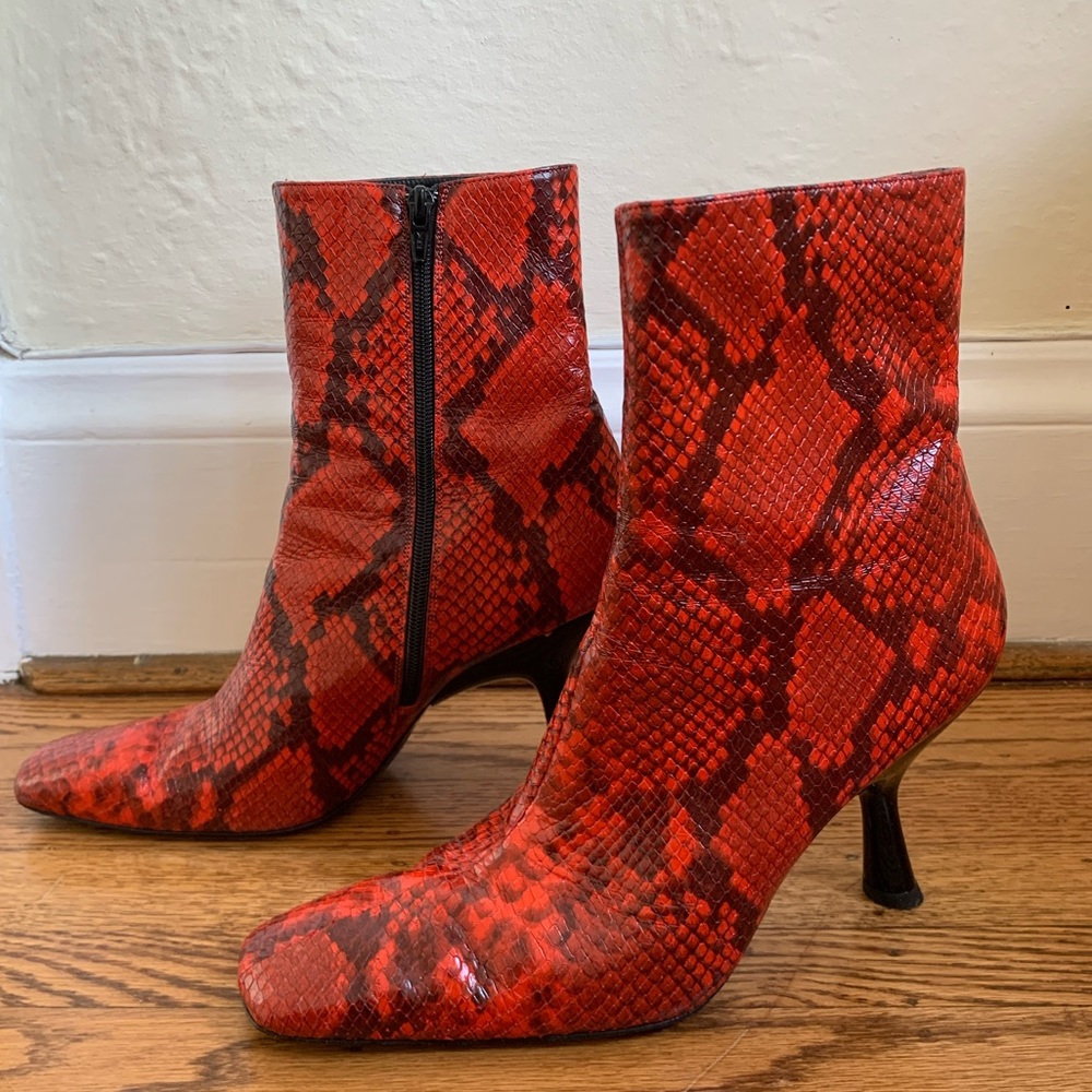 Simon Miller Red Snake Skin Foxy Bootie